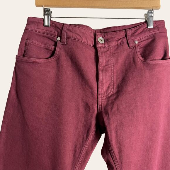 Eleventy Men’s Red Slim Fit 5-Pocket Pants Size 33 - Picture 2 of 11